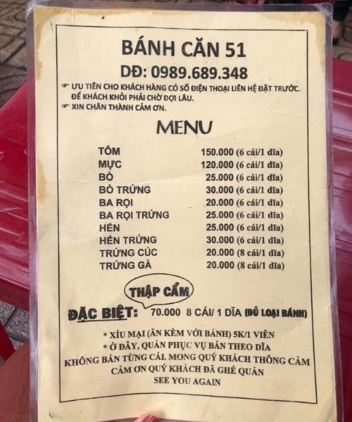 Quán bánh căn Nha Trang ngon nhất
